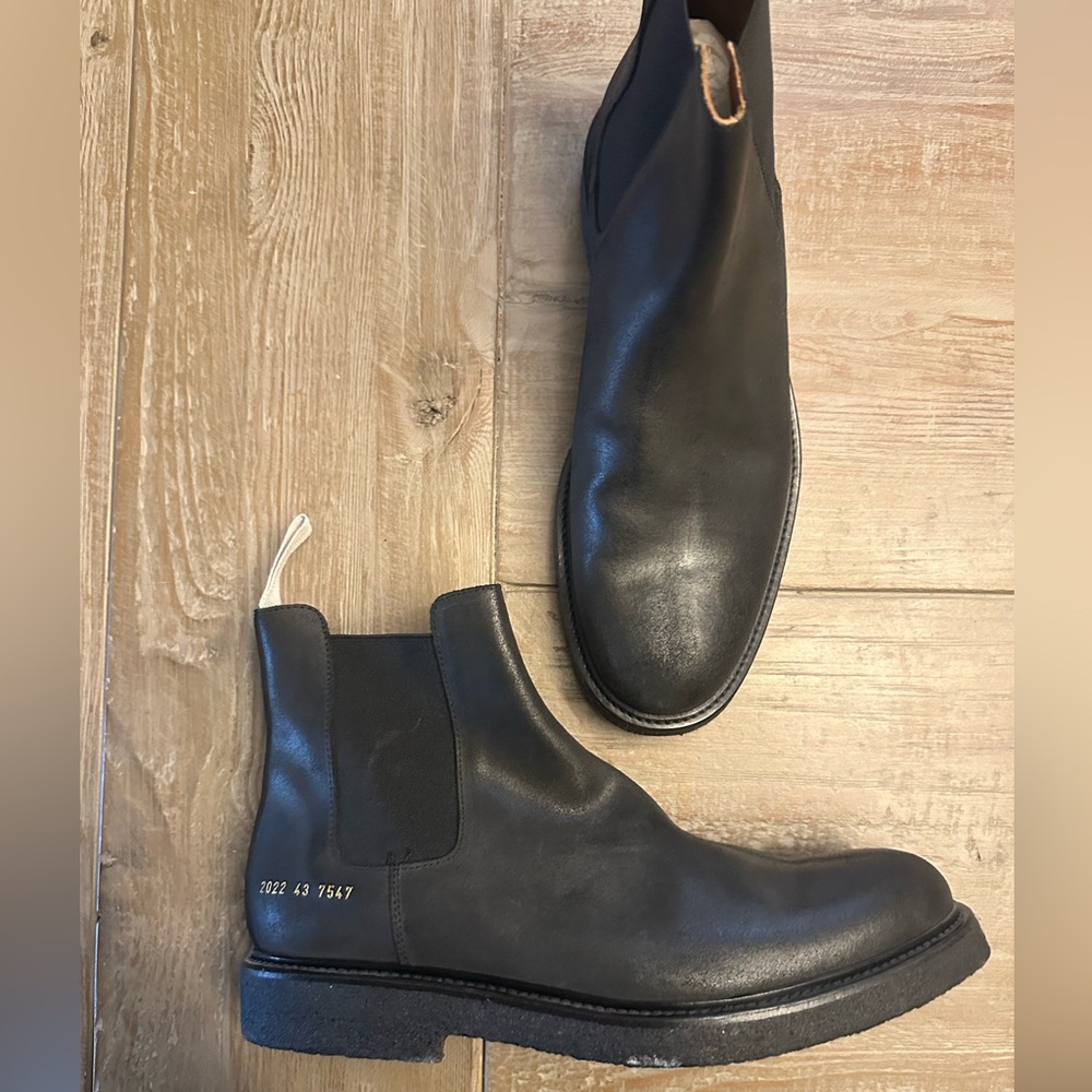 Common Projects Men’s Black Leather Work Chelsea Boots - NWT